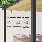 Outsunny 3 x 3m Aluminium Pergola, with Retractable Roof - Khaki