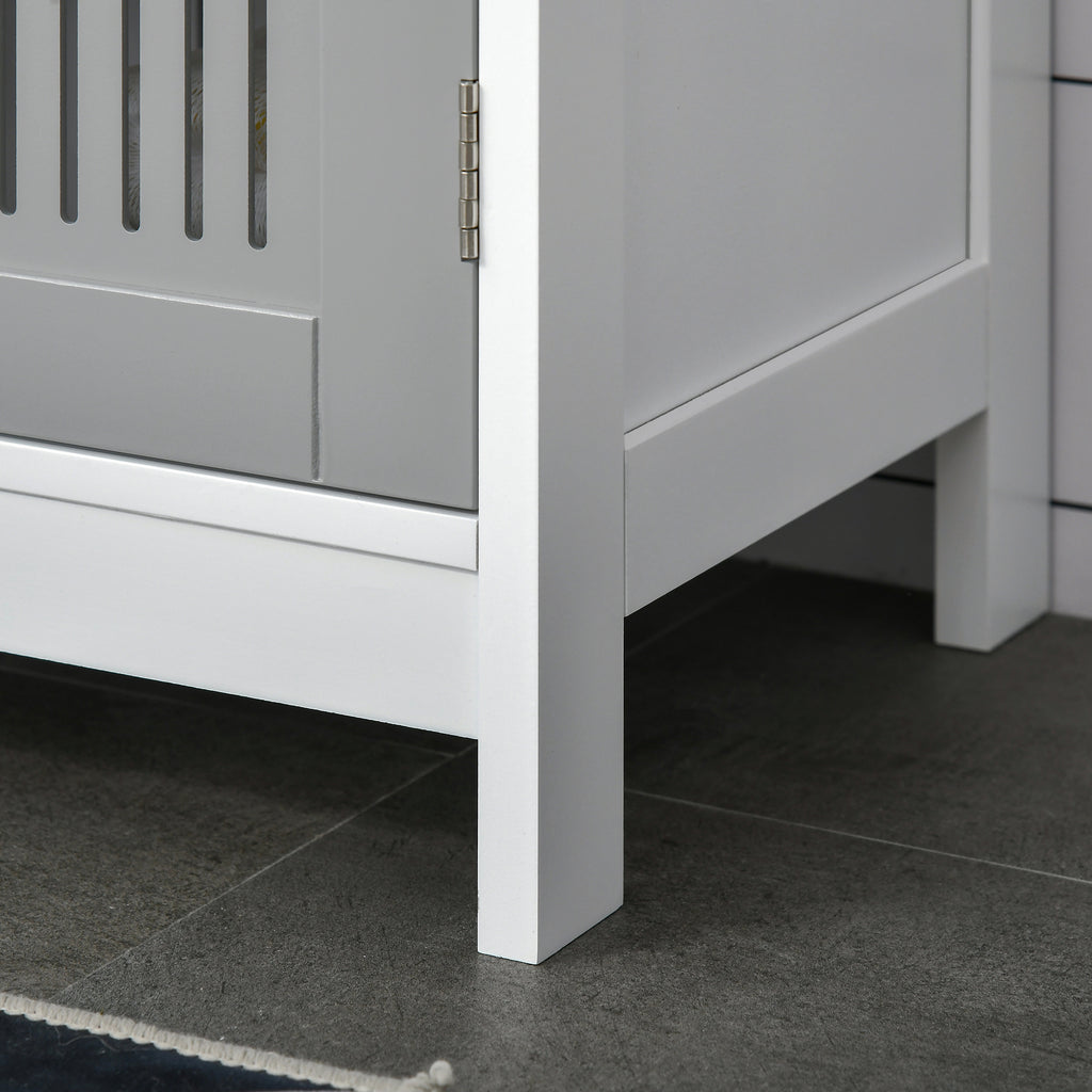 kleankin Modern Under Sink Cabinet with 2 Doors, Bathroom Vanity Unit, Pedestal Under Sink Design, Storage Cupboard with Adjustable Shelves, Grey