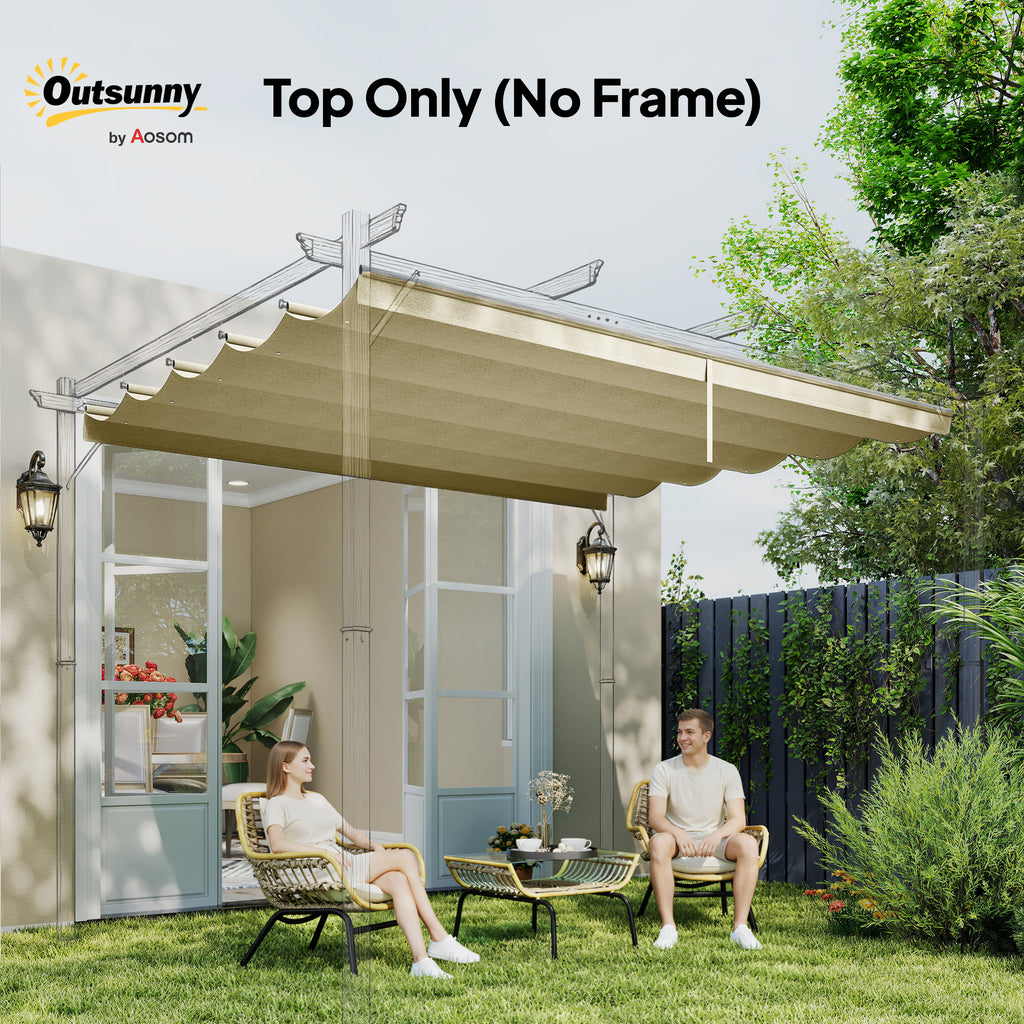 Outsunny Retractable Pergola Cover, 2.55 x 2.5 m Replacement Canopy Fabric for 3 x 3 m Frame, Roof Top Only, Beige