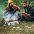 Outsunny Portable Tabletop Gas Plancha Grill w/ 2 Stainless Steel Burner, 5kW, Non-Stick Griddle for BBQ Camping Picnic Party