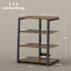 HiFi Stand, with Four Storage Shelves - Rustic Brown