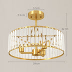 Crystal Ceiling Light Fixture, Semi Flush Mount Modern Crystal Chandelier Ceiling Light for Living Room, Bedroom, Hallway, Dining Room, E14 Base 3-Lights, Bulbs Not Included, Gold Tone