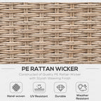 Outsunny 4 Pieces Rattan Garden Furniture Set, Garden Corner Sofa with Side Trays, Wicker Conservatory Furniture Set with Loveseats, Slatted Plastic Top Coffee Table and Cushions, Beige