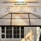Outsunny 3.6 x 4m Hardtop Gazebo Canopy with Polycarbonate Roof, Aluminium Frame, Permanent Pavilion Garden Gazebo with Netting and Curtains for Patio, Deck, Dark Grey
