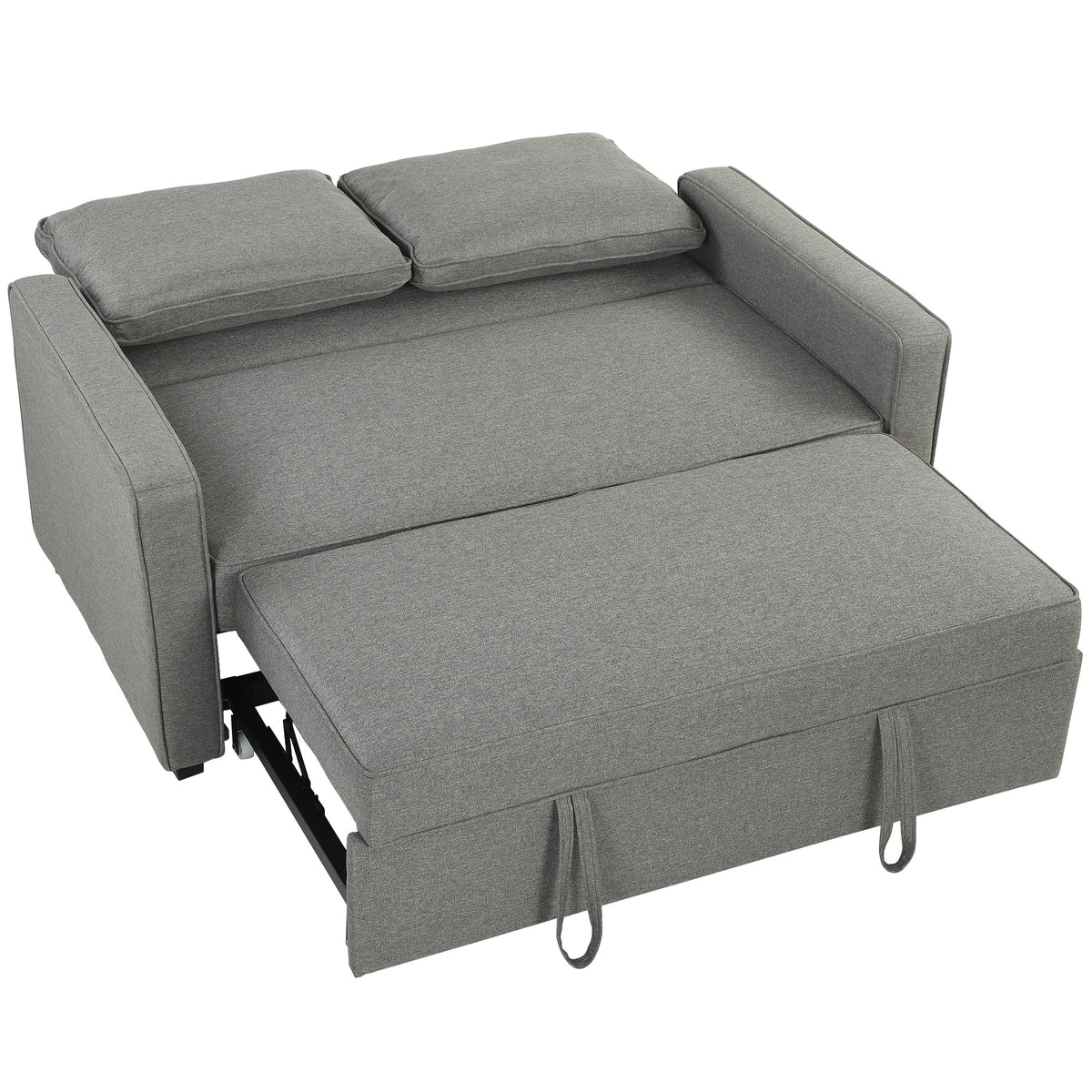 Double Sofa Bed Click Clack Sofa Bed Pull Out Bed with Adjustable Backrest for Living Room and Bedroom Grey