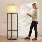 Corner Floor Lamp with Shelves and Lights, Modern Dimmable Standing Lamp with 3000K/4000K/6000K Colour Temperature