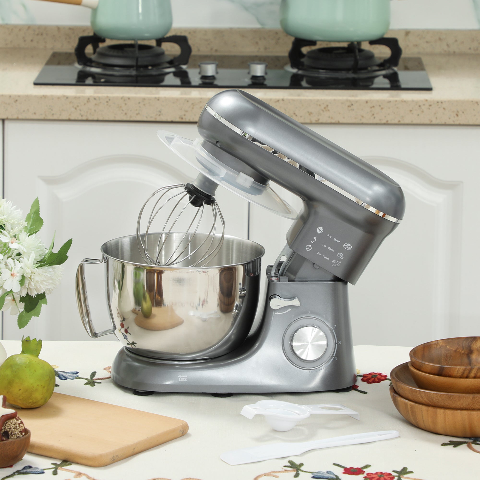 1300W Kitchen Stand Mixer, with Accessories - Silver