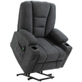 HOMCOM Electric Riser Recliner Armchair? Oversized Chair with Cup Holder & Side Pockets for Elderly in Living Room, Charcoal Grey