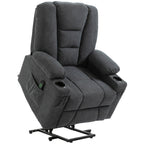 HOMCOM Electric Riser Recliner Armchair? Oversized Chair with Cup Holder & Side Pockets for Elderly in Living Room, Charcoal Grey