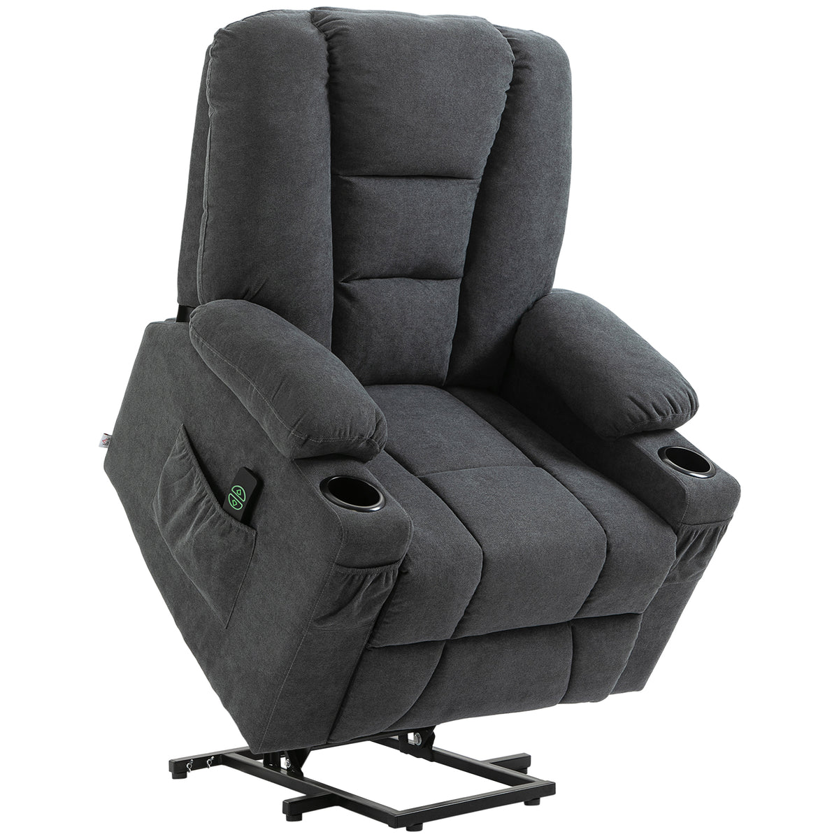 Electric Riser Recliner Armchair? Oversized Chair with Cup Holder & Side Pockets for Elderly in Living Room, Charcoal Grey