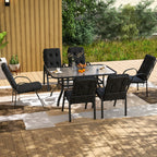 Outsunny Seven-Piece Garden Dining Set with Cushions - Black