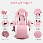 HOMCOM Manual Recliner Armchair PU Leather Lounge Chair w Adjustable Leg Rest, 135° Reclining Function, 360° Swivel, Pink