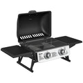 Outsunny Two-Burner Compact Gas Grill with 2 Folding Side Shelves - Black