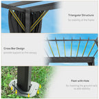Outsunny 3.6 x 3 m Pergola with Retractable Roof Canopy, Curtains, Aluminium Garden Pergola Gazebo Sun Shade Shelter, Dark Grey