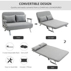 HOMCOM Two-Seater Click-Clack Sofa Bed with Pillows - Light Grey