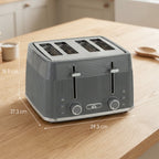 4 Slice Toaster with 7 Browning Levels, Bread Toaster with Removable Crumb Tray, Grey
