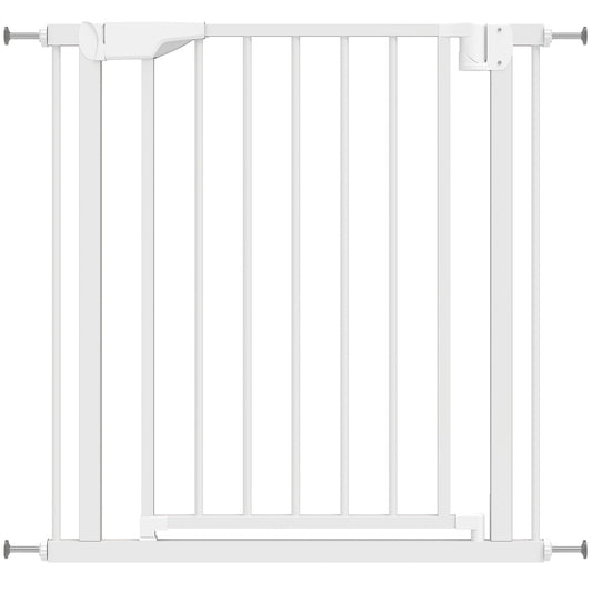 PawHut Baby Gate, Pet Safety Gate Pressure Fit, 76-81cm Wide with Two-Way Open, One-Hand Opening