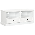 Modern TV Unit Cabinet for TVs up to 45 Inches, TV Stand with Drawers, Open Shelves, Cable Holes for Living Room, White