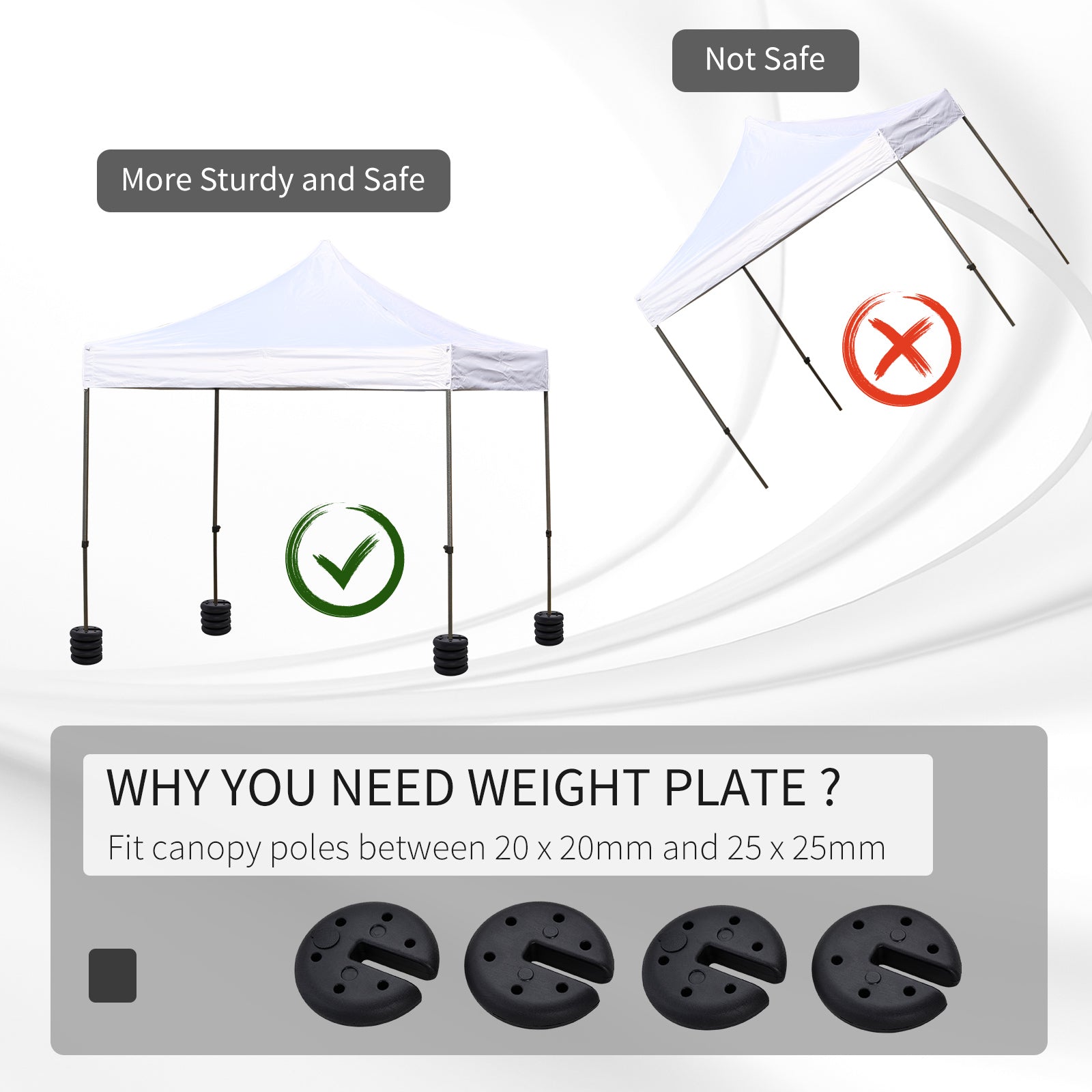 Outsunny Pop up Canopy Weight Set of 4, Heavy Duty Sand Fillable Tent Leg Weights for Marquee Party Tent Canopy, Total 20kg