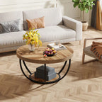 Coffee Table Round - with 2-Tier Shelves