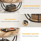 Coffee Table Round - with 2-Tier Shelves