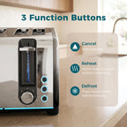 4 Slice Toaster with 7 Browning Levels, Reheat, Defrost and Cancel Functions