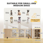 PawHut 4 Panel Freestanding Pet Gate, Indoor Dog Barrier with Lockable Door, Support Feet, 360° Flexible Hinges, Oak