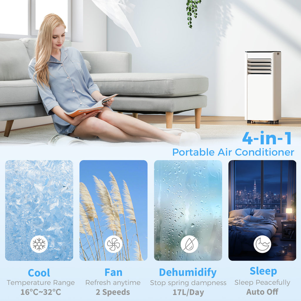 Portable Air Conditioner 5000 BTU, 4-in-1 AC Unit with Cool, Dehumidifier, Fan, Sleep Mode, WiFi Voice Remote Control