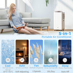 12,000 BTU 5-in-1 Mobile Air Conditioner, 35m² Radius - White