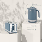 Sleek Textured Kettle and Toaster Set - Blue