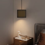 Linen Pendant Light, Bedside Ceiling Lamps with E27 Bulb, Modern Hanging Lights for Living Room, Bedroom, Kitchen, Hallway, Black