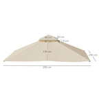 Outsunny 3x3(m) Replacement Gazebo Canopy, Double Tier Roof Top for Garden, Patio, Outdoor, Beige (TOP ONLY)
