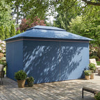 Outsunny 3 x 4 m Outdoor Garden Gazebo with Netting and Curtains, UPF50+ Patio Gazebo Permanent Pavilion Canopy, Dark Blue