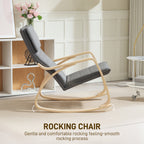 HOMCOM Comfortable Relax Rocking Chair, Upholstered Lounge Chair Recliner with High Back and Headrest for Living Room, Bedroom, Grey