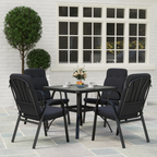 Patio Dining Set – Glass Table with Parasol Slot