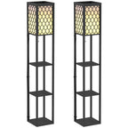 Three-Shelf Standing Lamps Set of 2 - Black