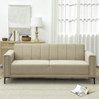 HOMCOM 3 Seater Sofa, Modern Fabric Sofa Couch, Channel Tufted Upholstered Sofa Settee for Living Room, Guest Room, Bedroom, Home Office, Khaki