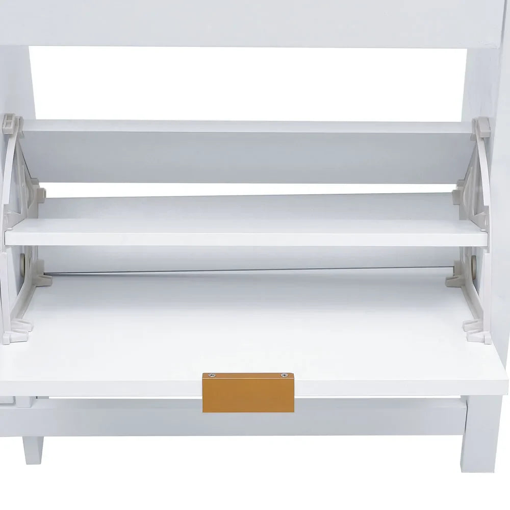 Flip Down Wooden Shoe Cabinet 4 Shelf