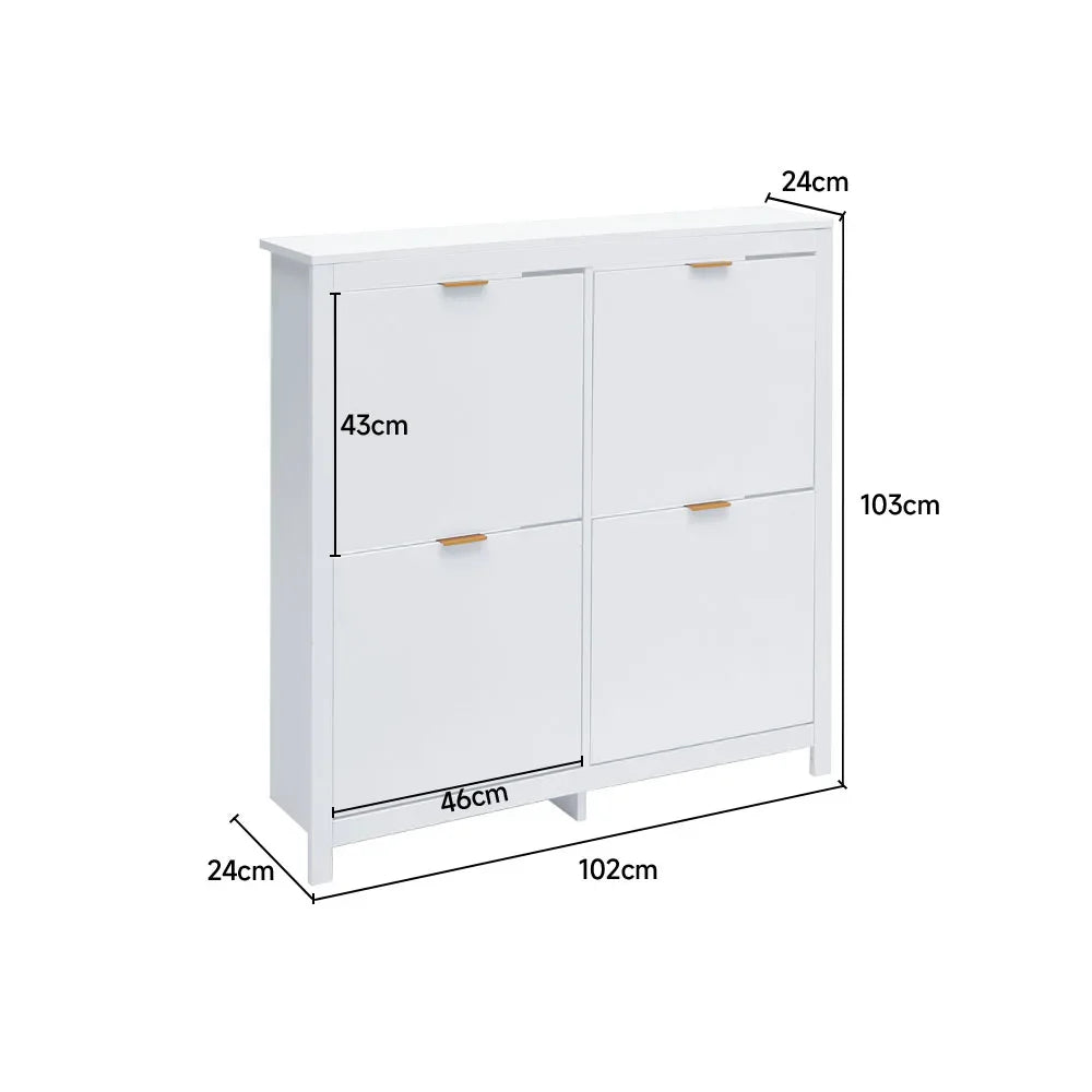 Flip Down Wooden Shoe Cabinet 4 Shelf