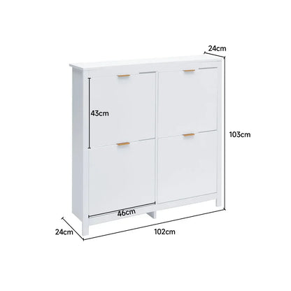 Flip Down Wooden Shoe Cabinet 4 Shelf