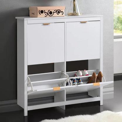Flip Down Wooden Shoe Cabinet 4 Shelf