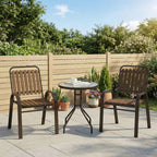 Outsunny 3 Pieces Patio Bistro Set with Stackable Chairs, Tempered Glass Table, for Outdoor, Balcony, Patio, Garden, Dark Brown