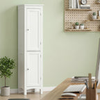 kleankin Tall Bathroom Storage Unit, Slim Bathroom Cabinet with Adjustable Shelves and Double Door, White