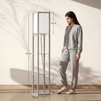 3-Tier Floor Lamp with Shelves and Storage, Modern Corner Standing Lamp with Lampshade, Reading Light with Foot Switch for Living Room, Bedroom, Home Office, Bulb not Included, Grey