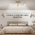 4-Ring LED Ceiling Light, Flush Mount Ceiling Light with 3 Colour Temperatures, Silver Tone