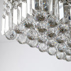 Modern Crystal Ceiling Light Square Crystal Chandelier for Living Room, Dining Room, Hall, 5 x E14 Lamp Holders, Silver, 80 x 25 x 23cm