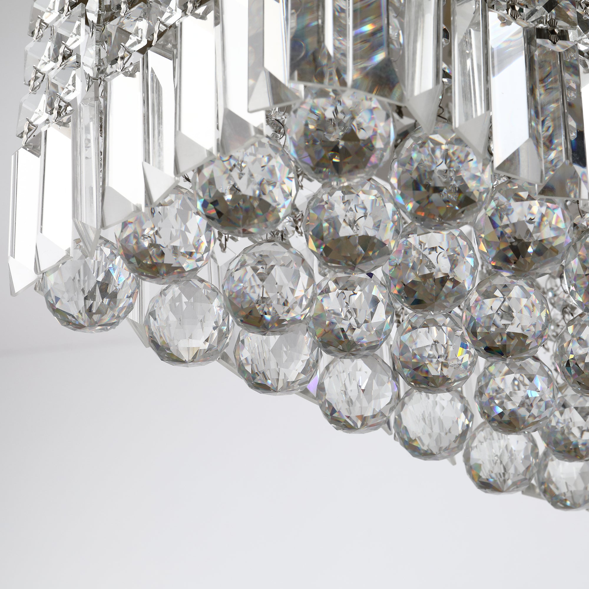 Modern Crystal Ceiling Light Square Crystal Chandelier for Living Room, Dining Room, Hall, 5 x E14 Lamp Holders, Silver, 80 x 25 x 23cm