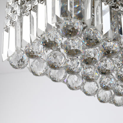 Modern Crystal Ceiling Light Square Crystal Chandelier for Living Room, Dining Room, Hall, 5 x E14 Lamp Holders, Silver, 80 x 25 x 23cm