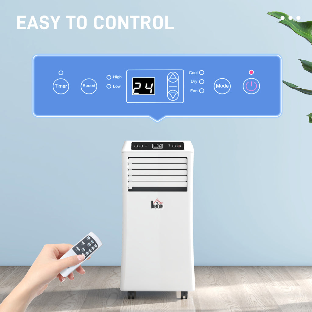 9000 BTU Air Conditioning Unit, 3-in-1 Portable Air Conditioner, Dehumidifier, Cooling Fan with Remote Control, Digital Display, 2 Speeds, 24H Timer, Window Venting Kit, 28m²