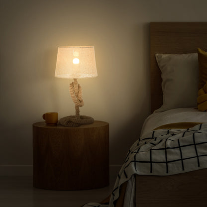 Nautical Style Table Lamp with Fabric Lampshade Metal Frame Power Switch, 48cm Home Desk Lamp Bedroom Living Room Study E27 Base, Beige